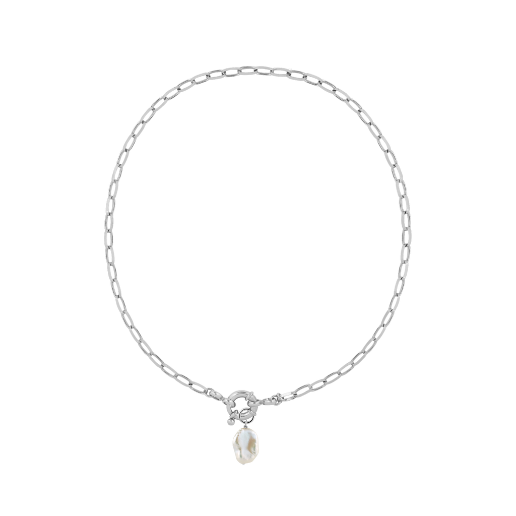 Elegant Link Chain | Gold Necklace with Keshi Pearl Pendant | Chic Accessory for Any Occasion