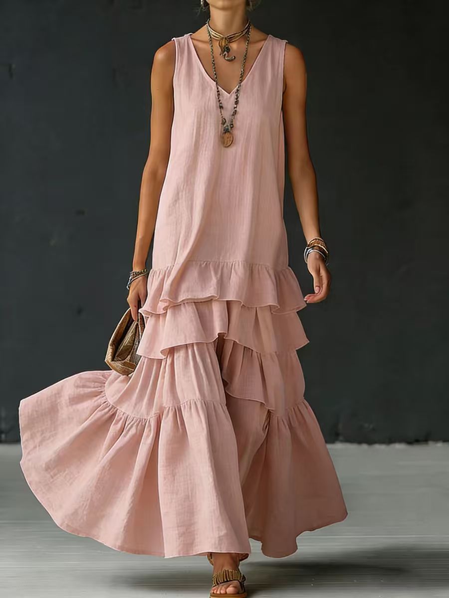 Sleeveless Ice-Silk Maxi Dress — Fluid Drape