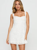 Elegant Mini Dress | Women's Dress with Floral Burnout Design & Bow Detail for Effortless Style