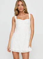 Elegant Mini Dress | Women's Dress with Floral Burnout Design & Bow Detail for Effortless Style