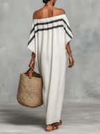 Elegant Off-Shoulder Maxi Dress with Batwing Sleeves | Flattering Long Dress for Effortless Style