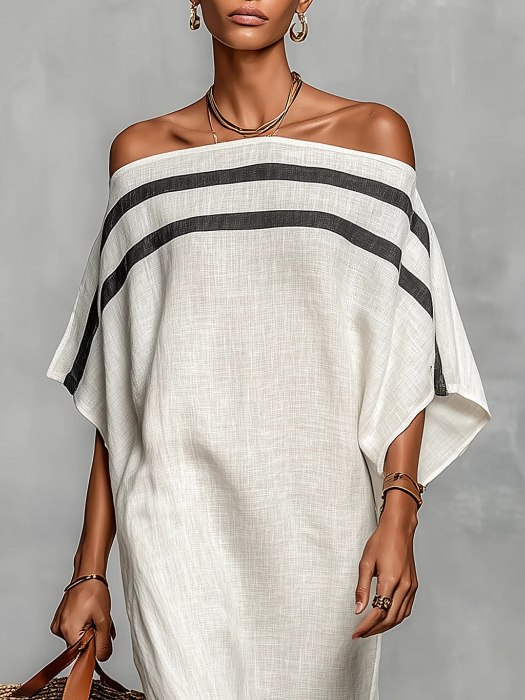 Elegant Off-Shoulder Maxi Dress with Batwing Sleeves | Flattering Long Dress for Effortless Style