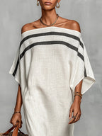 Elegant Off-Shoulder Maxi Dress with Batwing Sleeves | Flattering Long Dress for Effortless Style
