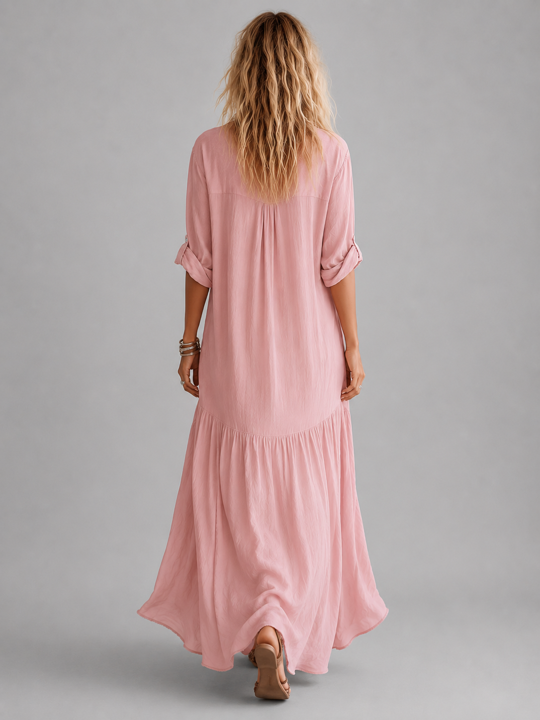 Elegant Summer Maxi Dress | Women's Cotton Linen Blend with Button Front for Effortless Style