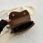 Emma Collection | Black Crossbody Bag with Curved Flap Design | Vegan Leather for Stylish Everyday Use