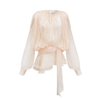 Eugénie – Long Sleeve Mini Dress with Ruffled Hem & Glitter Detail