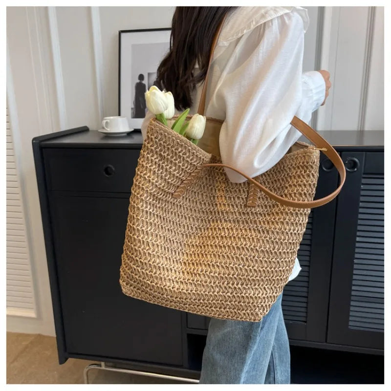 Handwoven Bohemian Tote Bag with Spacious Design | Stylish Beach Bag for Summer Adventures