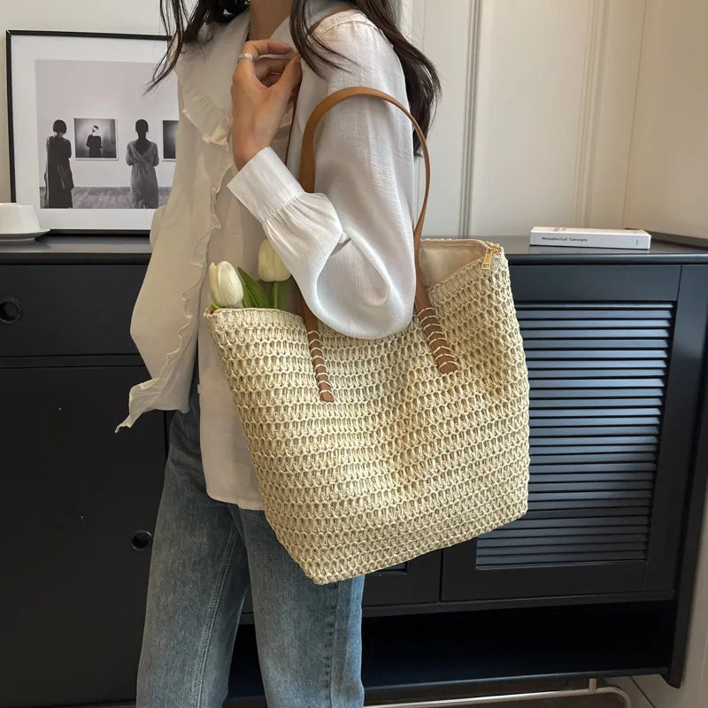 Handwoven Bohemian Tote Bag with Spacious Design | Stylish Beach Bag for Summer Adventures