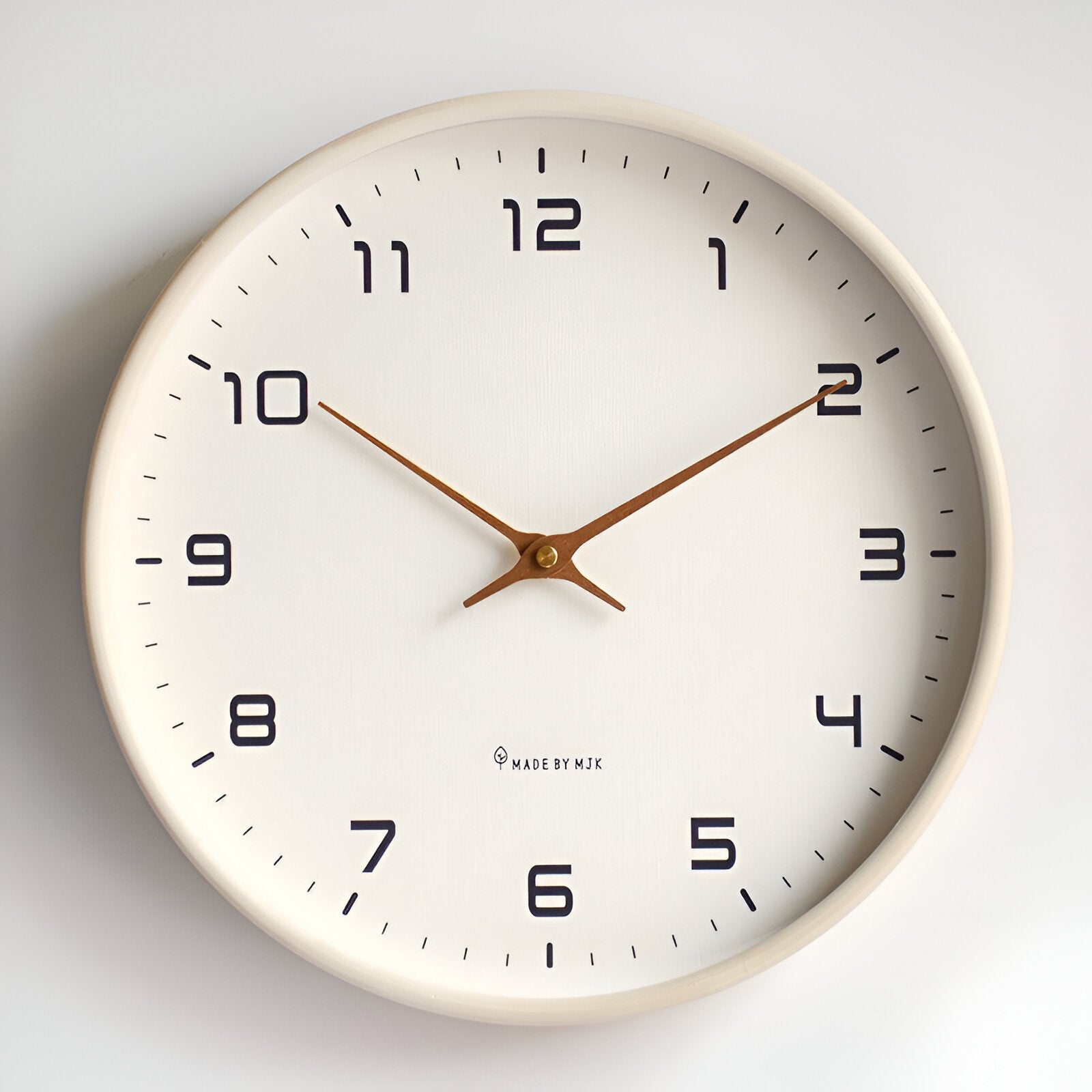 Nordic wall clock creme wood frame