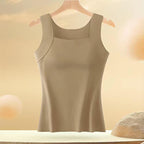 Jennifer Collection | Women's White Tank Top with Built-In Bra for Effortless Comfort