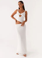 White V-neck cut-out maxi dress front view