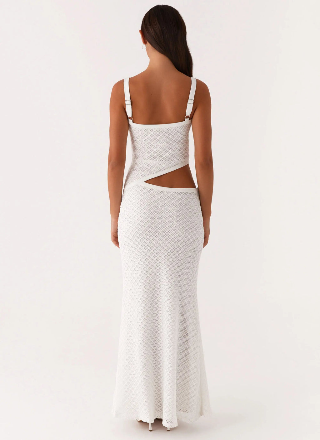 White V-neck maxi dress side view