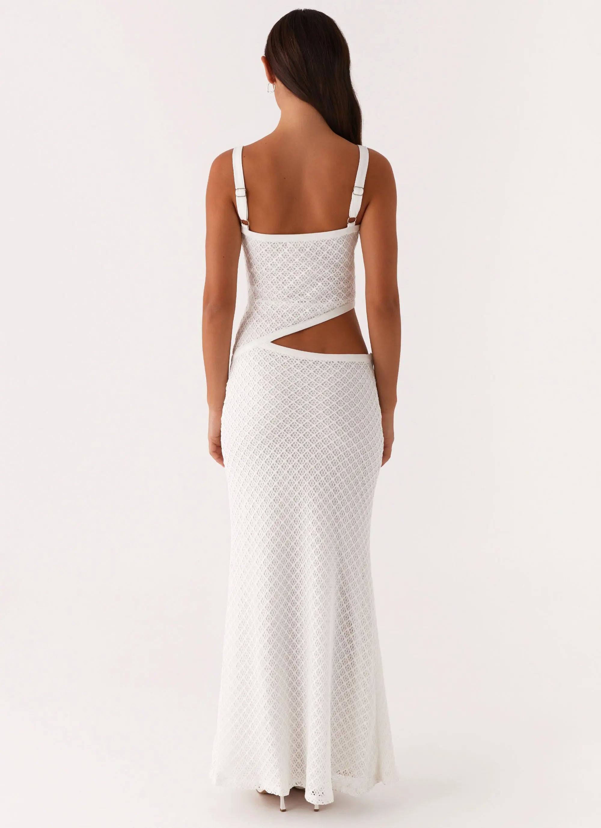 White V-neck maxi dress side view