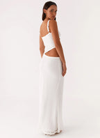 White V-neck cut-out maxi dress back view