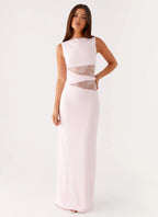 Women's Karma Collection | Maxi Dress for Women with Semi-Sheer Lace Waist | Elegant Long Dress for Glamorous Occasions  0