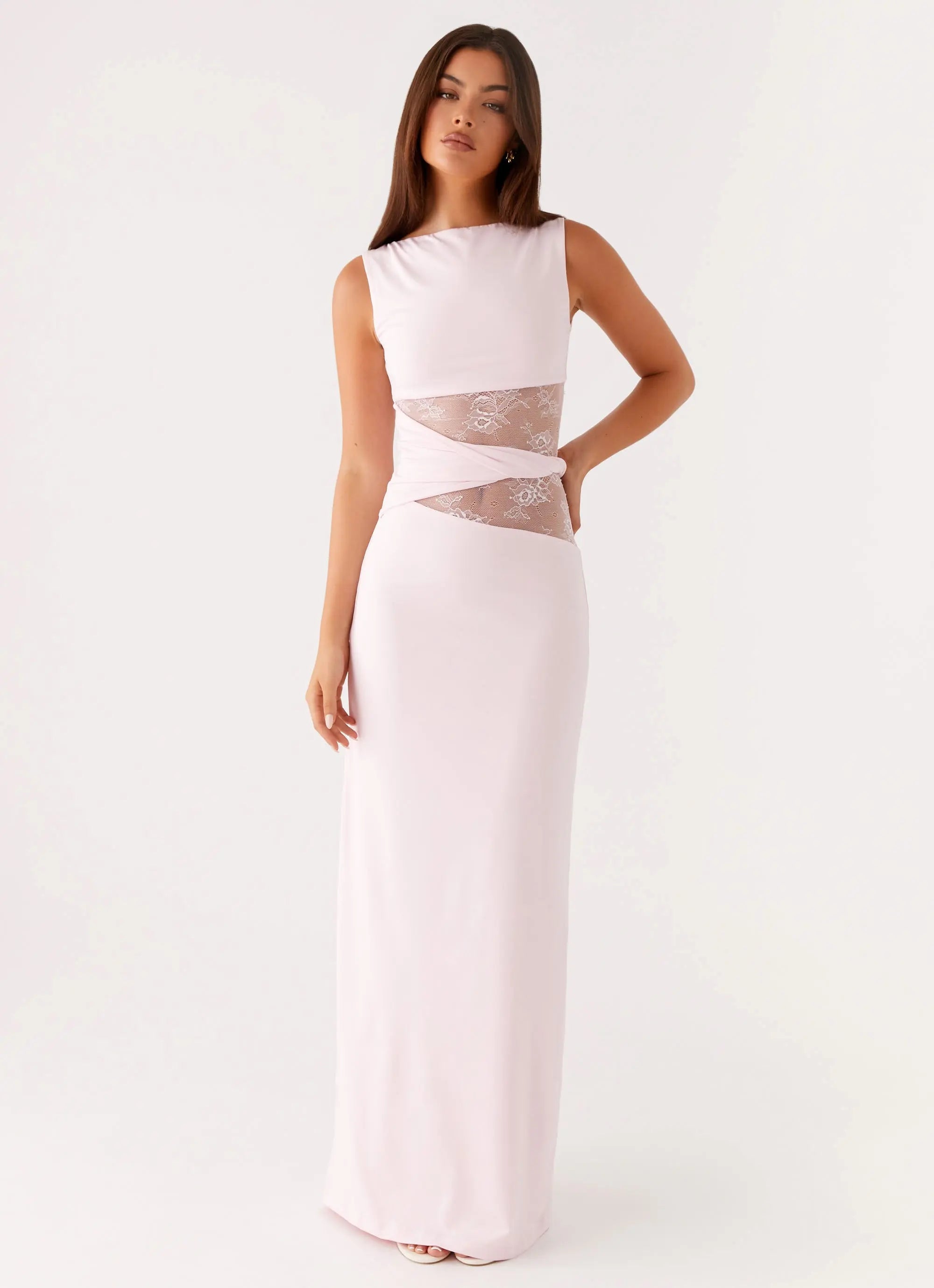 Women's Karma Collection | Maxi Dress for Women with Semi-Sheer Lace Waist | Elegant Long Dress for Glamorous Occasions  0