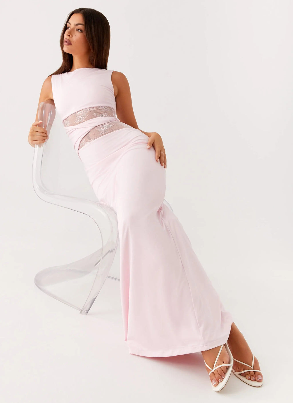 Women's Karma Collection | Maxi Dress for Women with Semi-Sheer Lace Waist | Elegant Long Dress for Glamorous Occasions  5