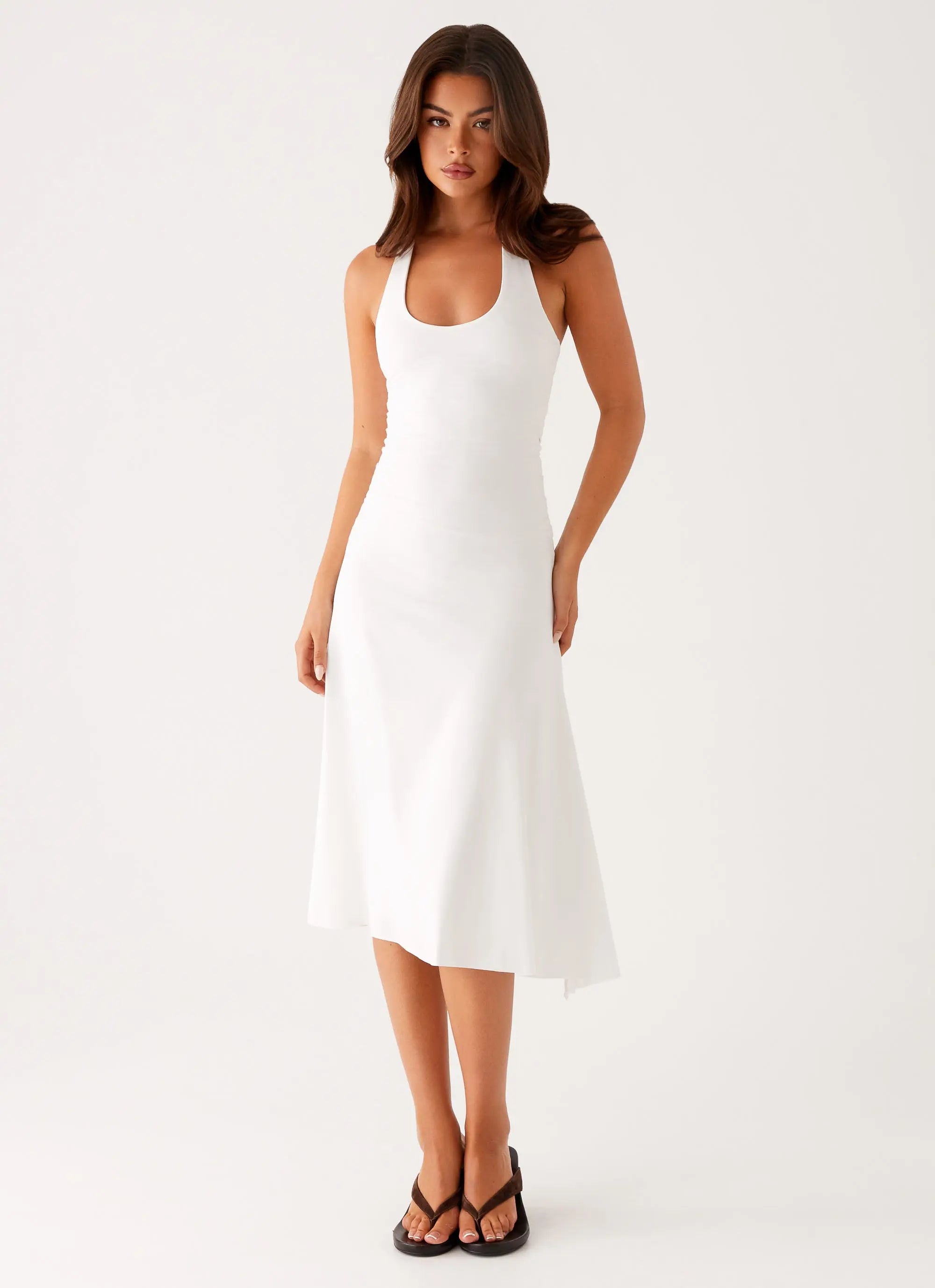 Women's Klyne Collection | Midi Dress in Ivory with Flare Skirt | Comfortable and Stylish for Any Occasion - Women's | M 0