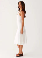 Women's Klyne Collection | Midi Dress in Ivory with Flare Skirt | Comfortable and Stylish for Any Occasion - Women's | M 1