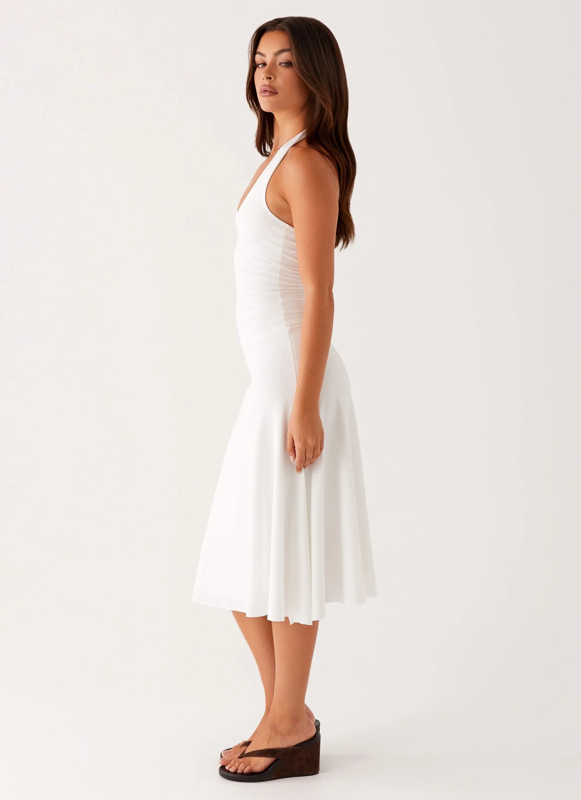 Women's Klyne Collection | Midi Dress in Ivory with Flare Skirt | Comfortable and Stylish for Any Occasion - Women's | M 1