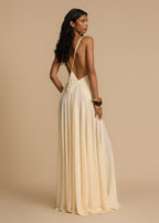 Cream Lace-Accent Dress — Adjustable Straps