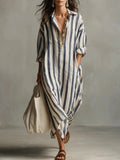 Women's Linen V-Neck Maxi Top — Relaxed Fit