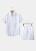 Women's Linen Shortsleeve Summer Set - White 0