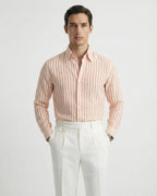 Linen Striped Leisure Shirt | Breathable Fabric & Button-Down Collar for Stylish Comfort