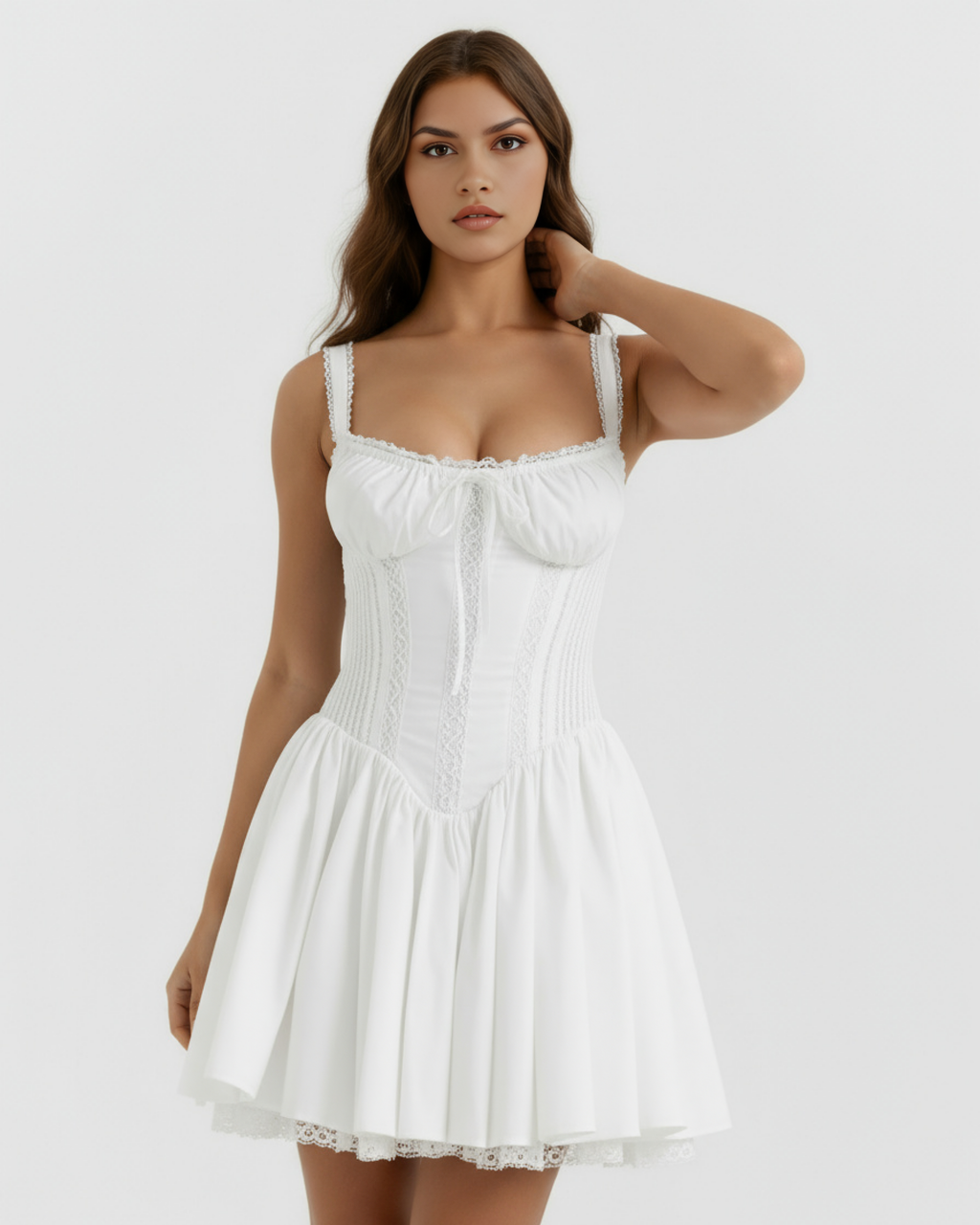 Luna Collection | Women's Summer Mini Dress with Sweetheart Neckline | Romantic Vibe for Effortless Elegance