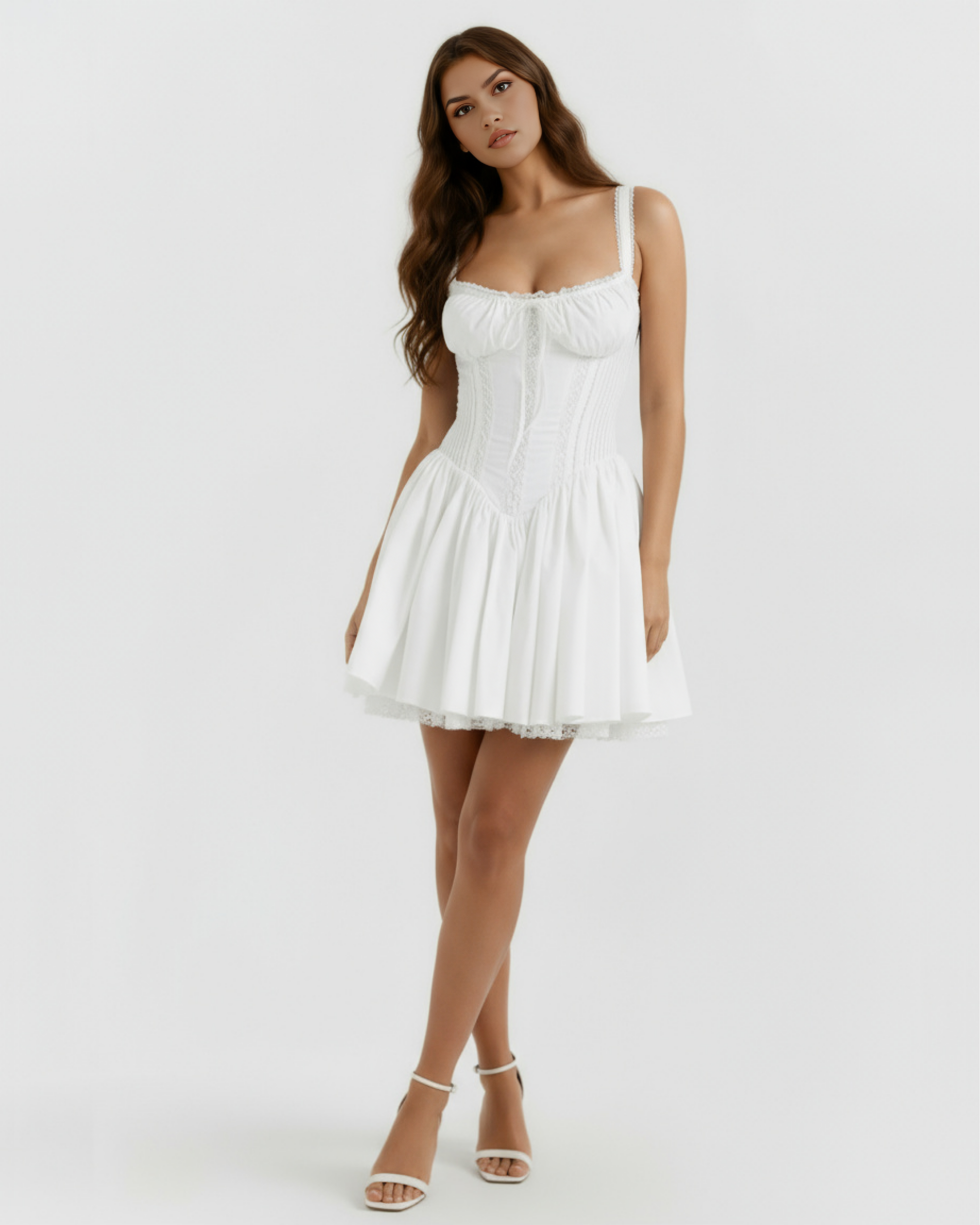 Luna – Women's Mini Dress with Sweetheart Neckline – Romantic Style