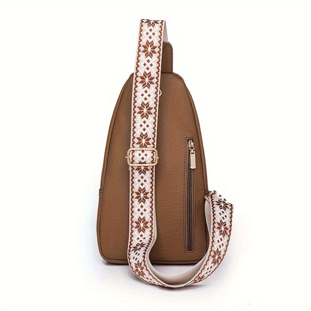 Black Vegan-Leather Crossbody Bag — Adjustable Strap
