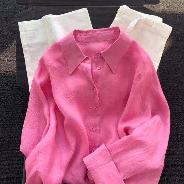 Men's Raspberry Linen Shirt — Lightweight Breathable