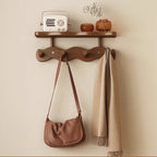 Bamboo Wall Coat Rack — Shelf & Hooks Entryway Organizer