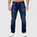 Men's classic-cut straight jeans in cotton-blend denim, front view