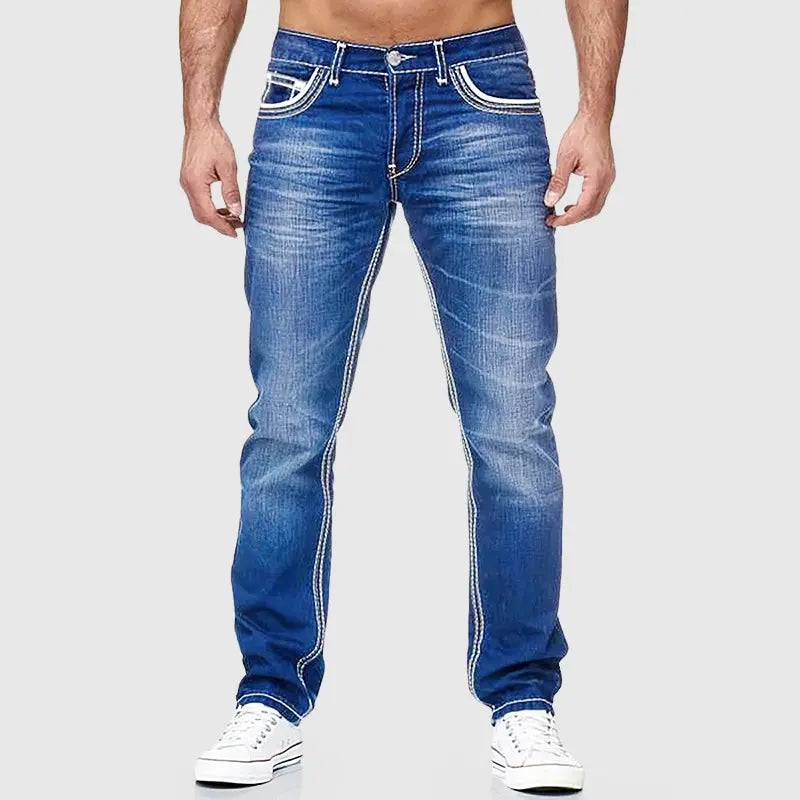 Men's classic-cut straight jeans, detail view