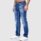 Men's classic-cut straight jeans, back view
