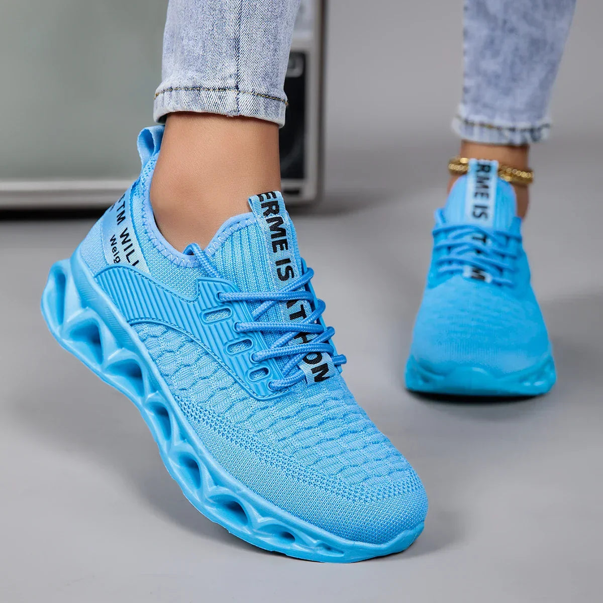 Cushioned comfort sneakers in Sky Blue