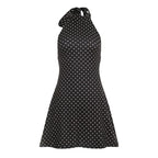 Sleeveless backless polka dot vacation dress