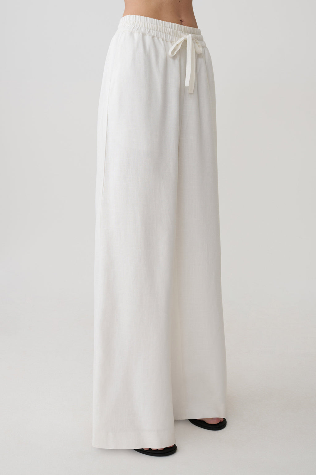 Women's White Linen Pants — Adjustable Waistband