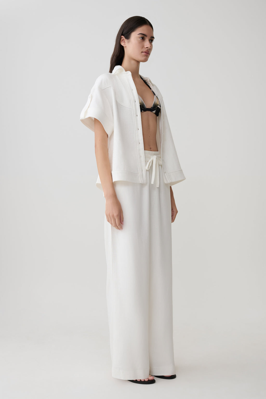 Women's White Linen Pants — Adjustable Waistband