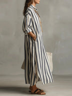 Linen shirt dress detail view