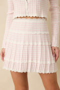 Women's Soft Echoes White Stripe Pointelle Knit Mini Skirt | 50% Viscose 0