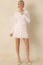 Women's Soft Echoes White Stripe Pointelle Knit Mini Skirt | 50% Viscose 1