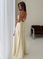 Solie Collection | Floral Maxi Dress with Tie-Back Design | Elegant Long Dress for Effortless Style