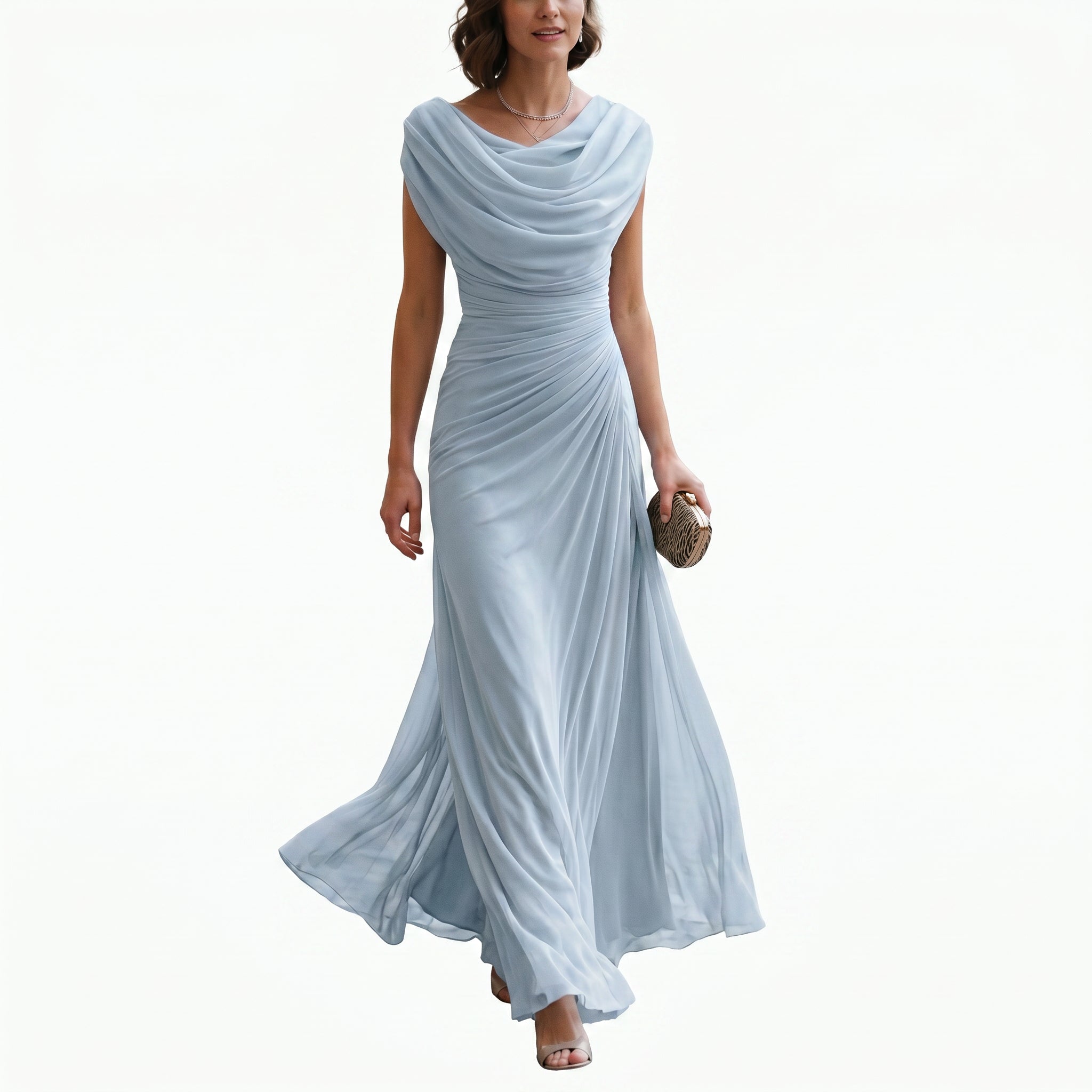 Draped Cowl-Neck Maxi Dress — Elegant