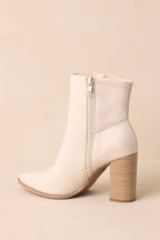 Women's Stand Corrected Ivory Faux Leather Suede Ankle Boots | Heel measures 3.5" 7