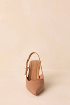Women's Stood My Ground Brown Patent Pointed Toe Slingback Heels | Heel measures 3.25" 4