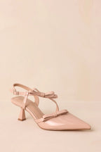Women's Take A Walk Beige Bow Slingback Kitten Heels | Heel measures 2.5" 4