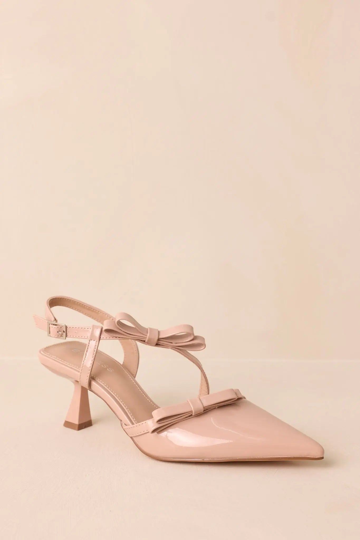 Women's Take A Walk Beige Bow Slingback Kitten Heels | Heel measures 2.5" 4