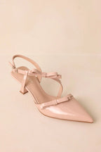 Women's Take A Walk Beige Bow Slingback Kitten Heels | Heel measures 2.5" 5